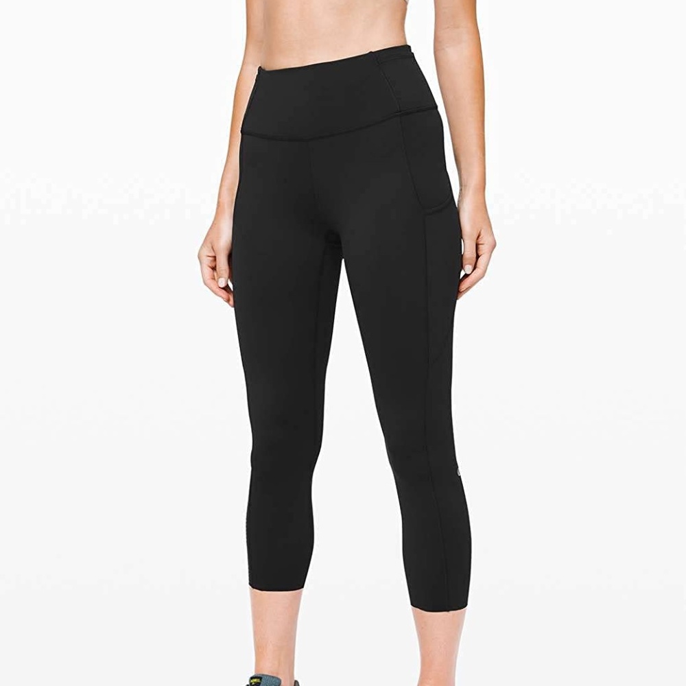 Lululemon fast and free high rise running crop black size 8